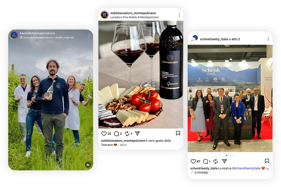 Esempi di post instagram per Lunadoro, Bacio della luna e Schenk