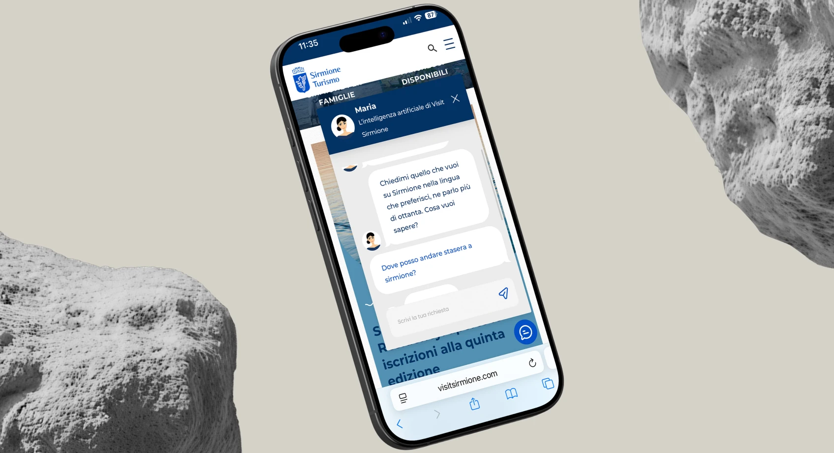 schermata visitsirmione.com sezione chatbot- mobile