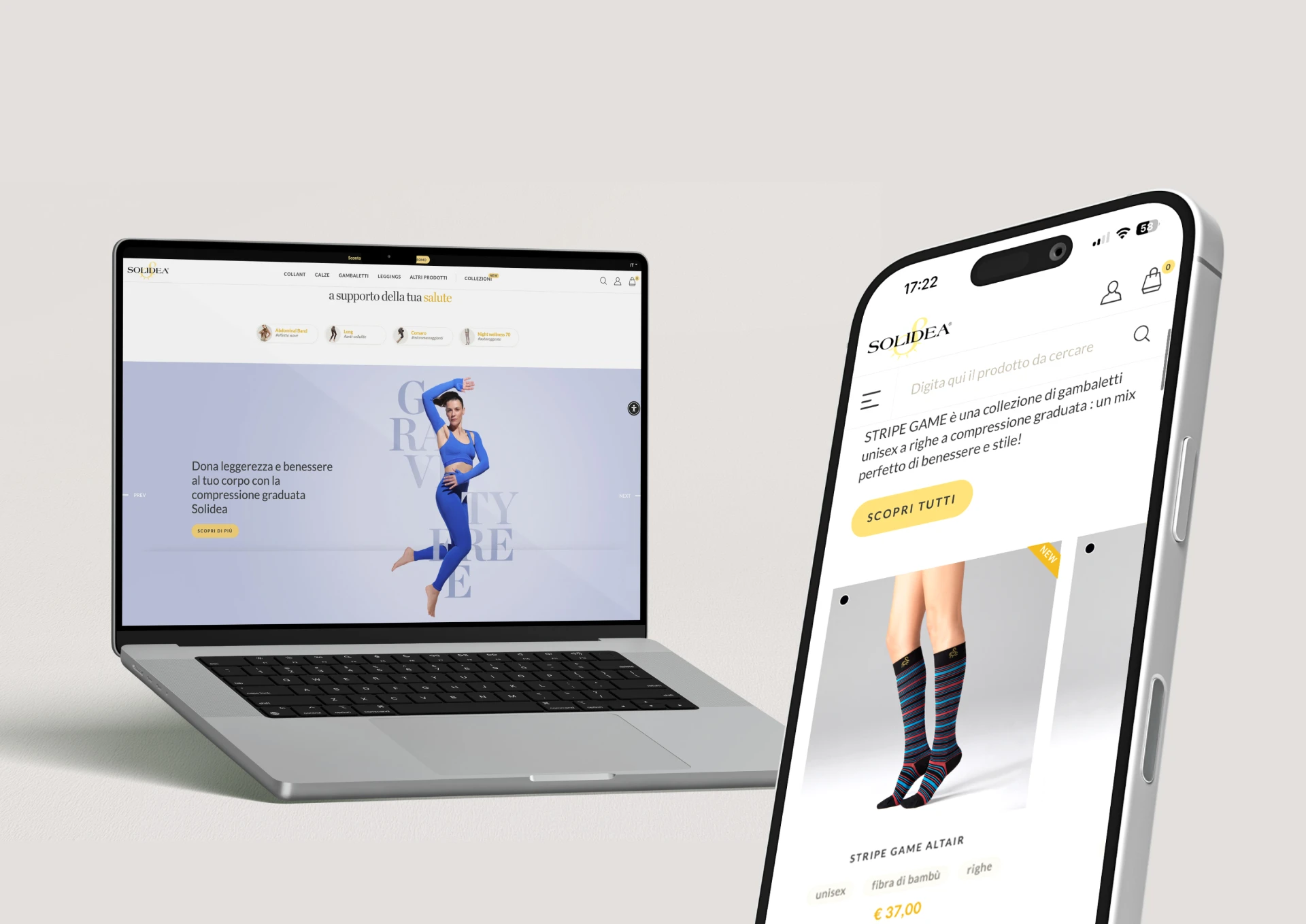 Mockup laptop e mobile home solidea e e-commerce