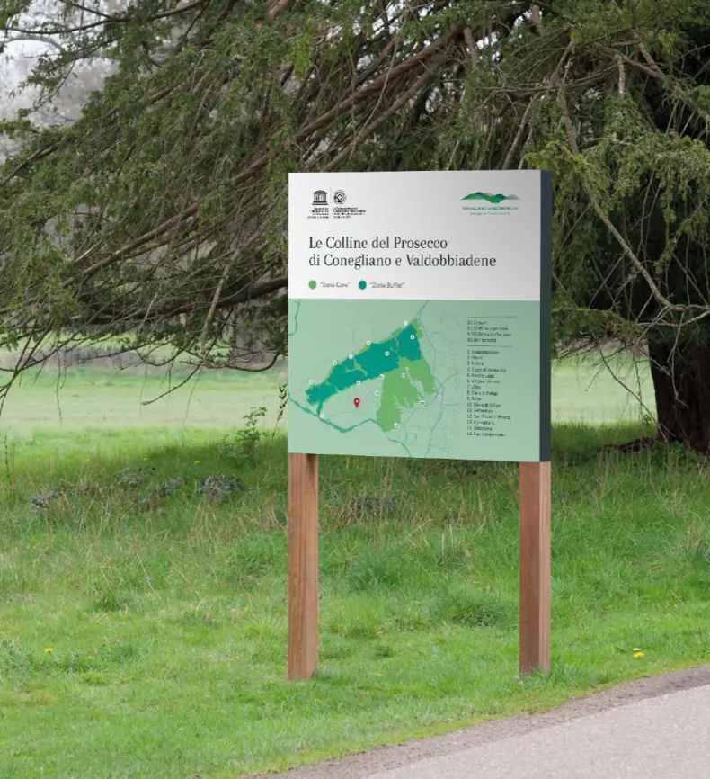 Cartellonistica territoriale nelle colline del Prosecco di Conegliano e Valdobbiadene