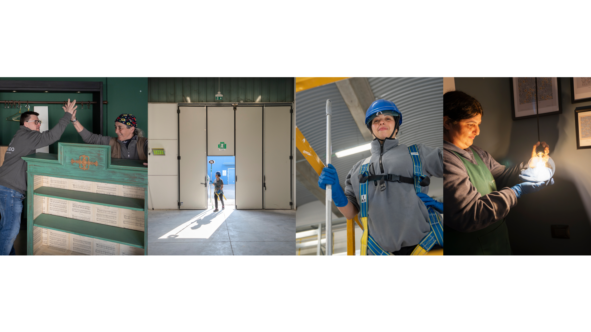 Persone al lavoro in diverse attività.