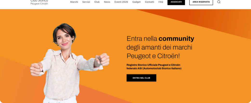 Intestazione del sito web Storico Peugeot Citröen Italia
