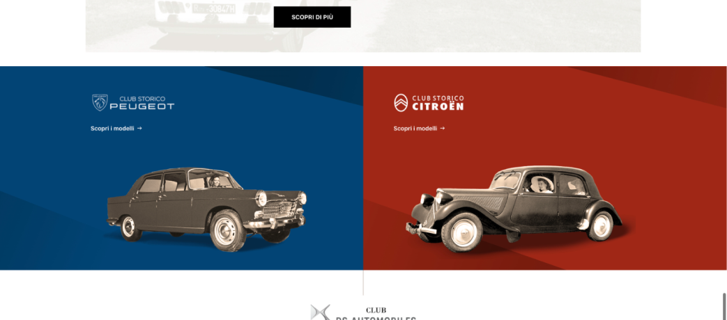 Auto storiche Peugeot e Citroën - Frame del sito web Club Storico Peugeot Citröen Italia