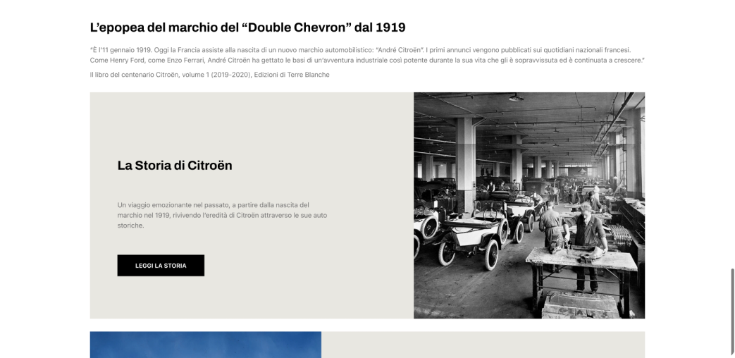 Storia del marchio Citroën dal 1919 - Frame del sito web Storico Club Peugeot Citröen Italia