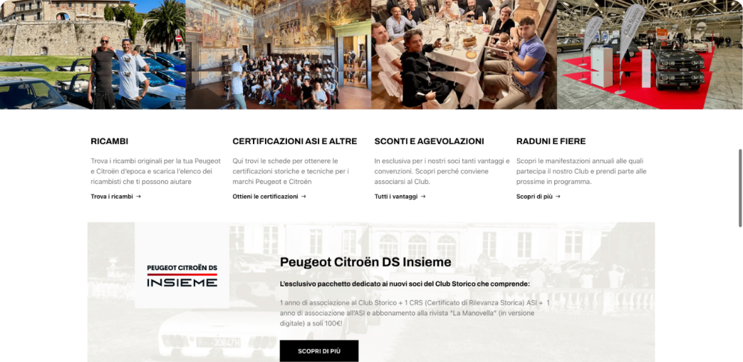 Auto, eventi, offerte, certificazioni, Peugeot - Frame del sito web Storico Club Peugeot Citröen Italia