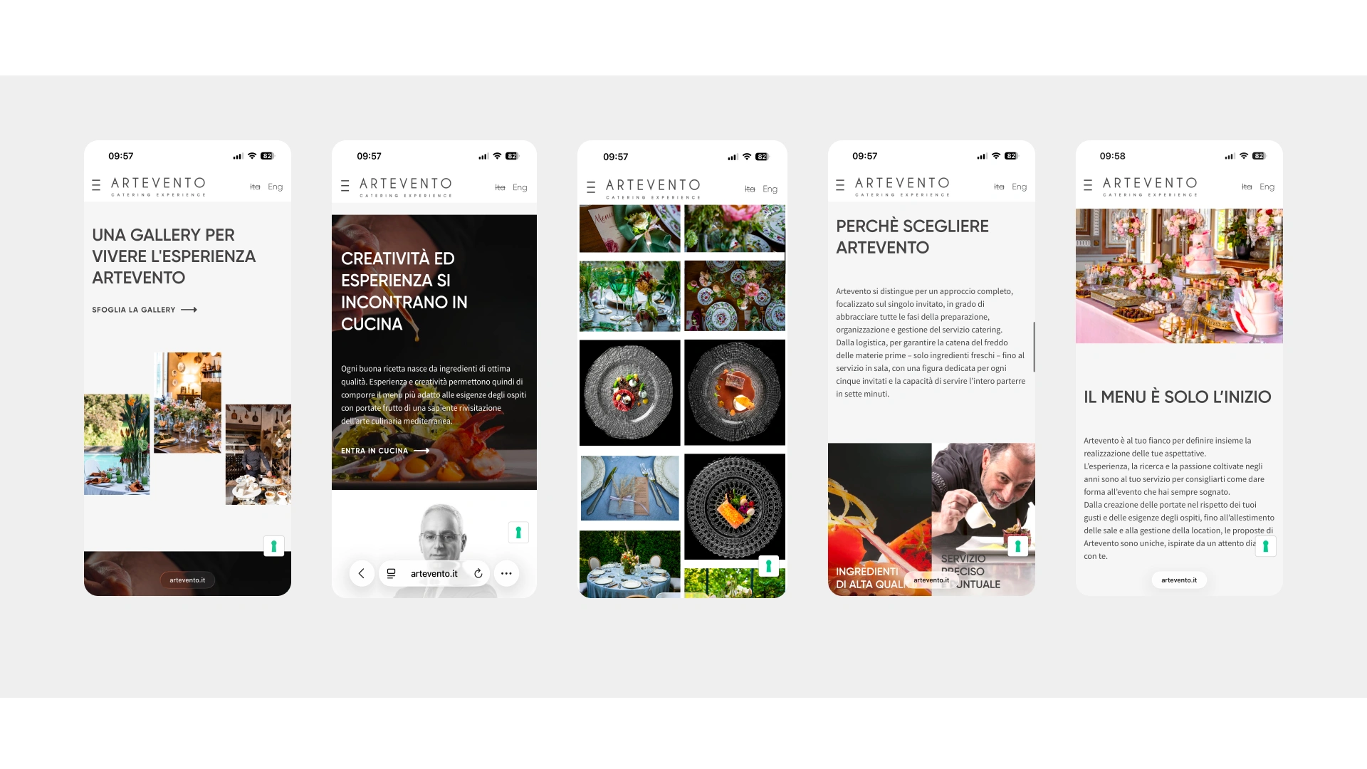 Screen mobile sito Artevento - catering