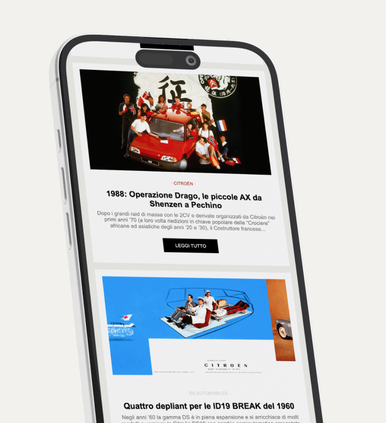 Sito web mobile Storico Peugeot Citröen Italia